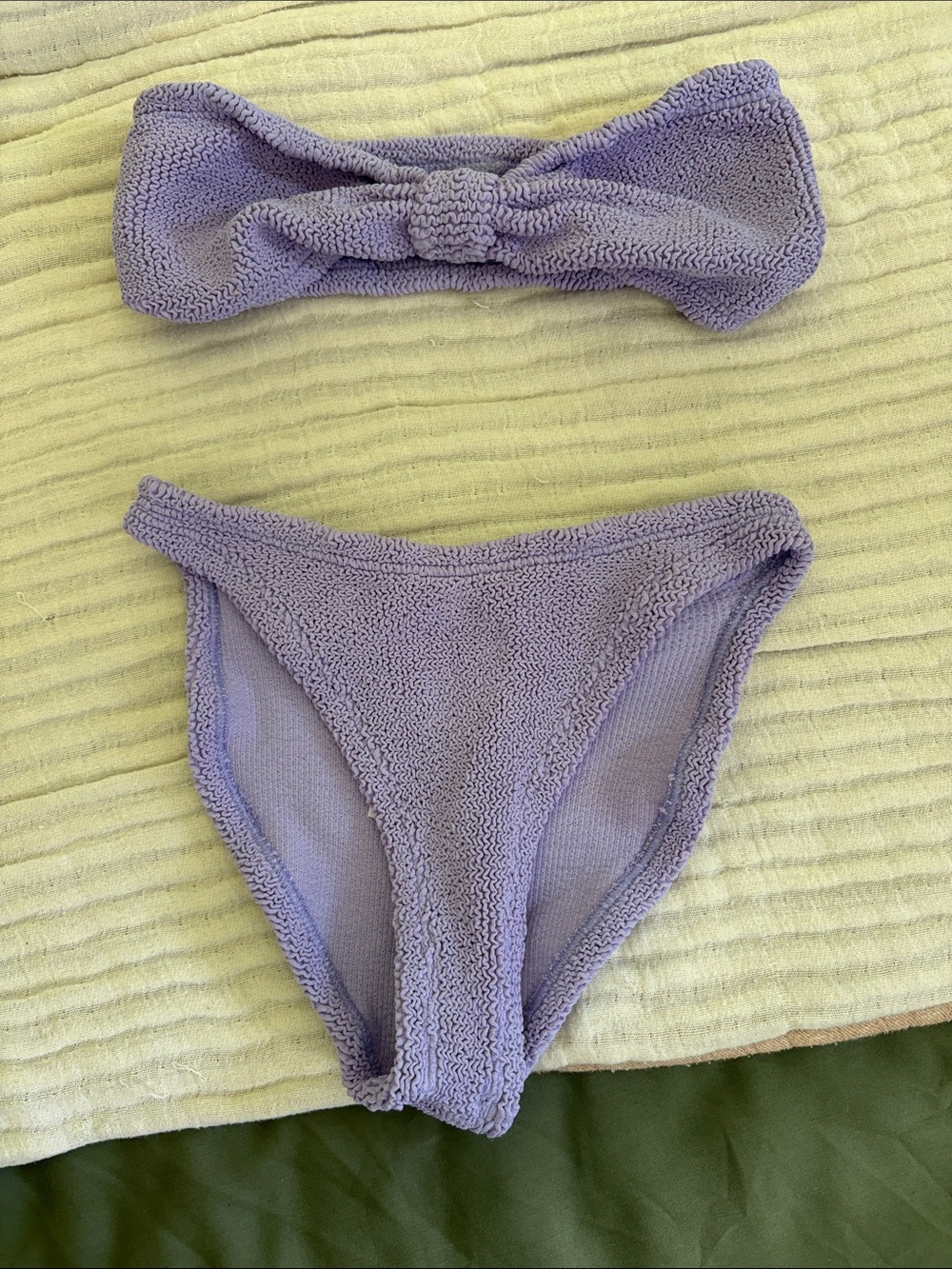 Hunza G Lilac Textured Bandeau Top